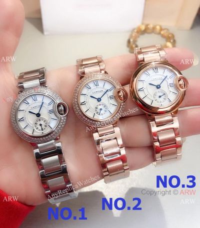 Clone Cartier Ballon Bleu de 28mm Watch Diamond Bezel